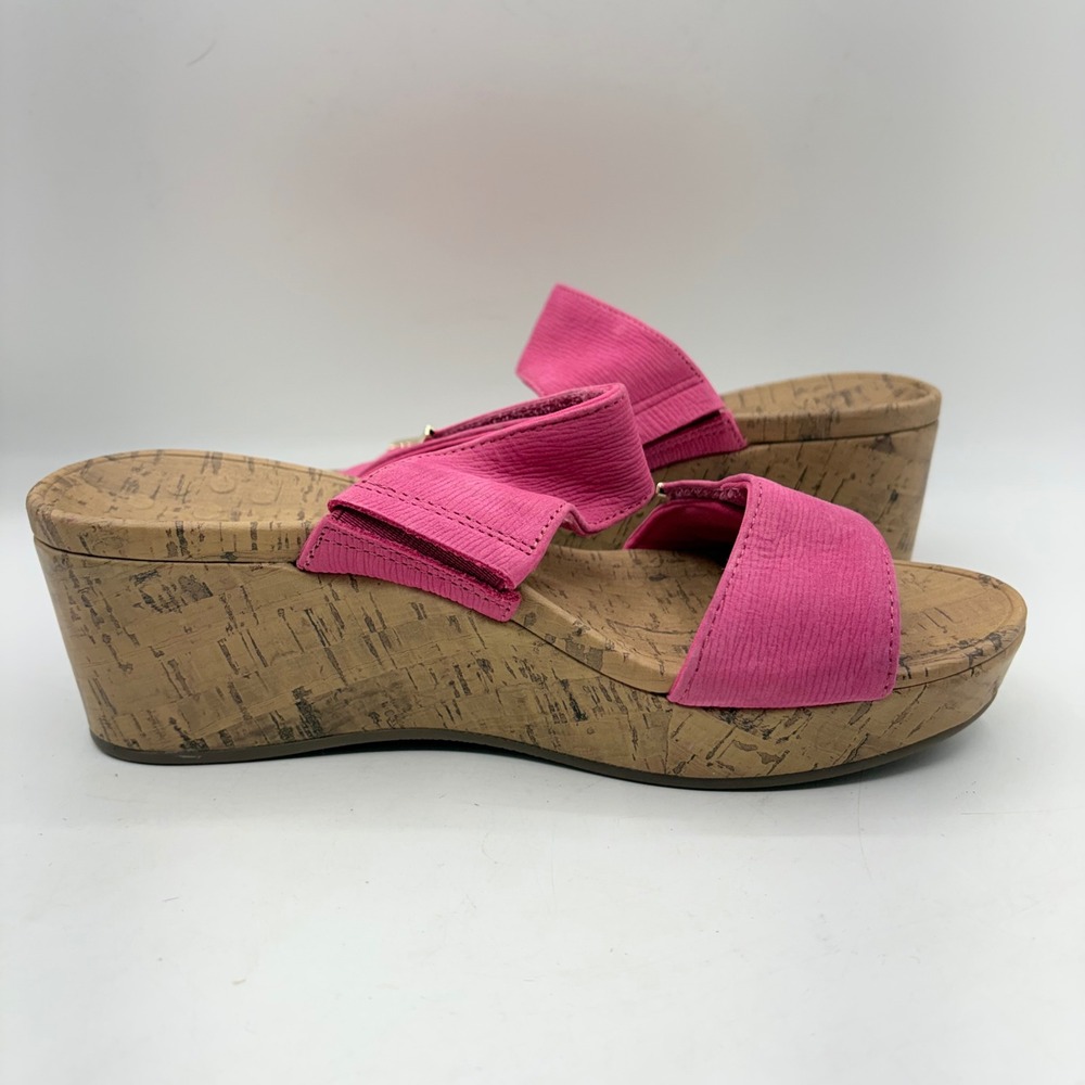 Vionic Pepper Ruched Pink Wedge Sandals‎ Gold Hardware Womens 8 11095251 - Picture 4 of 8